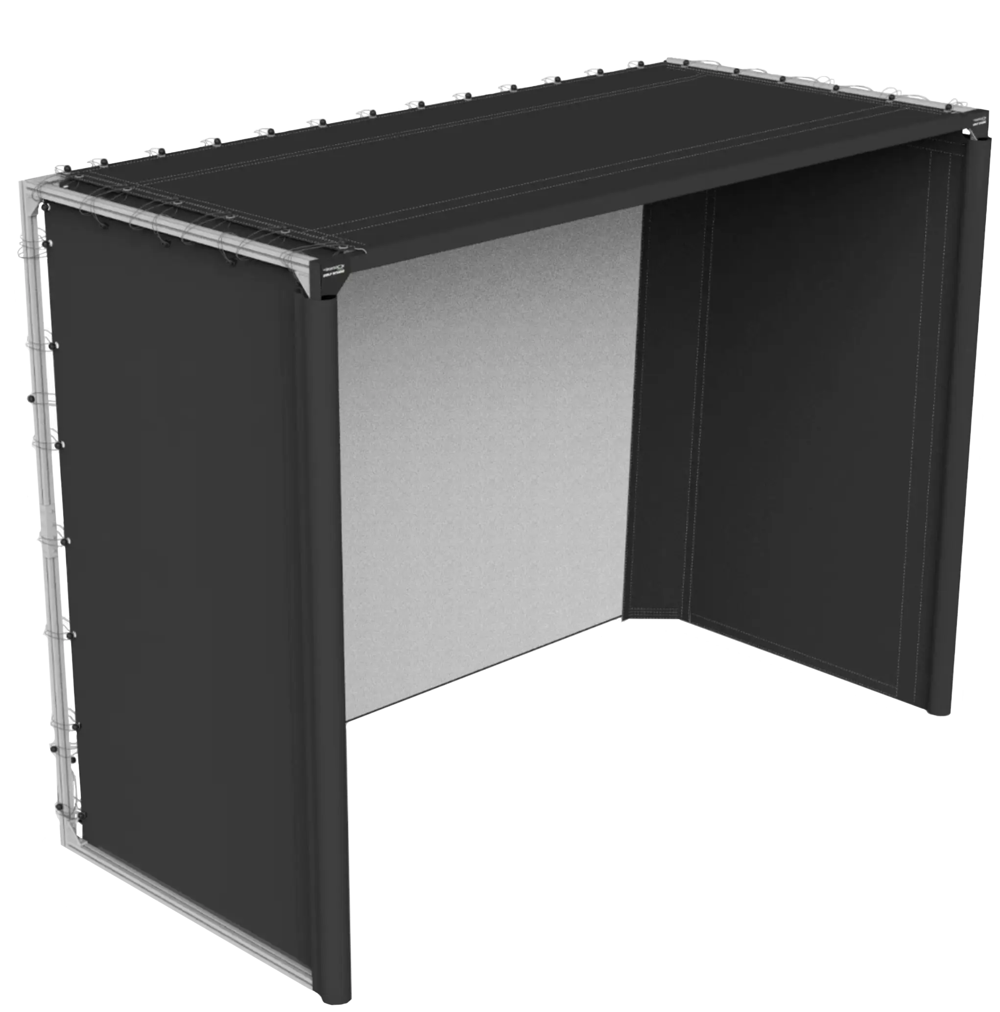 Sideview of the SportScreen Parlour series golf simulator enclosure