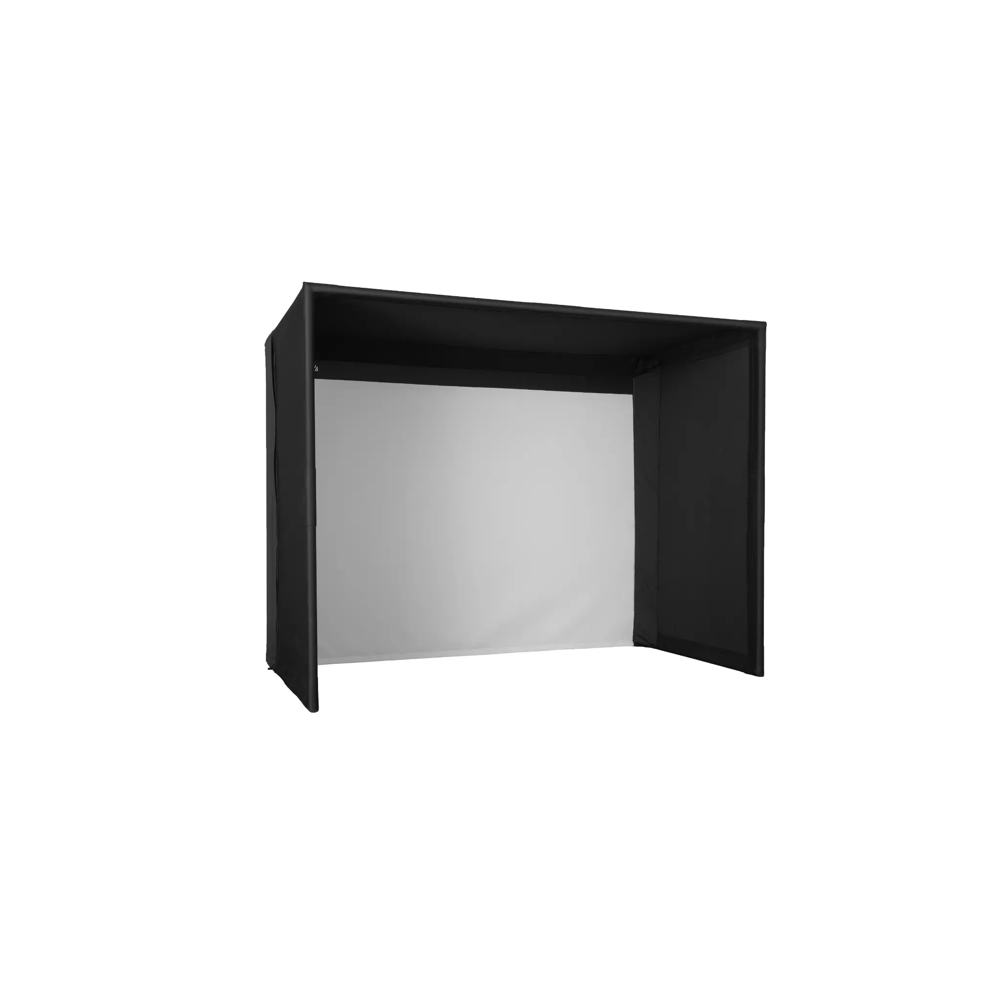 Carl's Place Indoor golf simulator enclosure with white projection screen