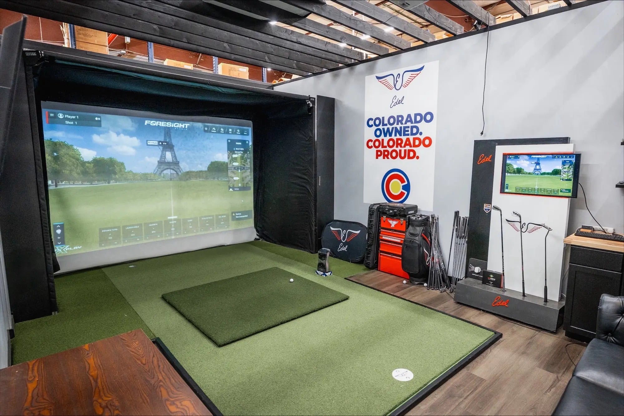 The SportScreen Parlour Series indoor golf enclosure sideview