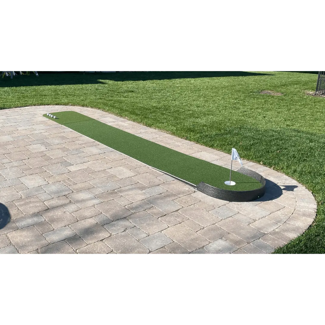 Big Moss Commander Patio Series 215 green mat shown on a stone patio surface for putting and chipping practice