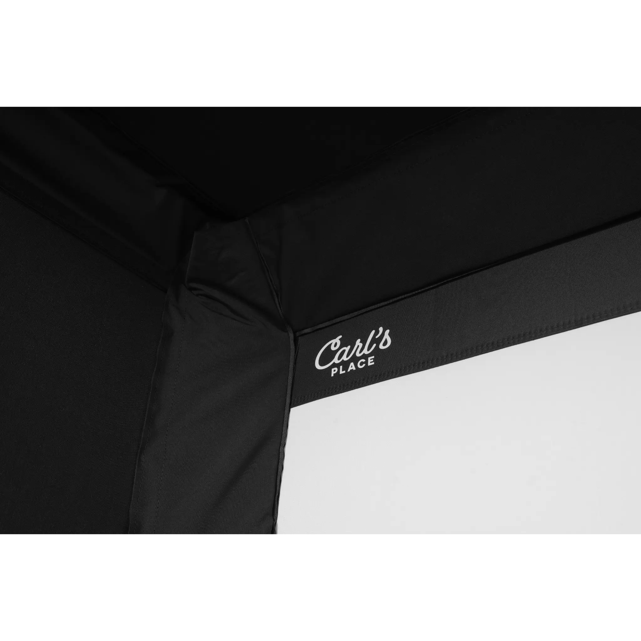 Carl's Place logo on golf simulator enclosure corner